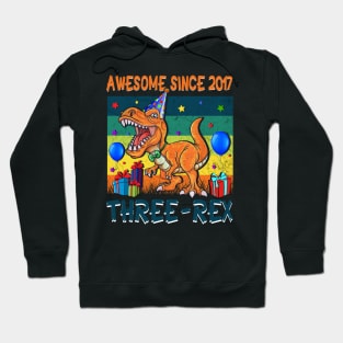 Kids Three Rex 3rd Birthday Gifts 3 Years Old Hoodie